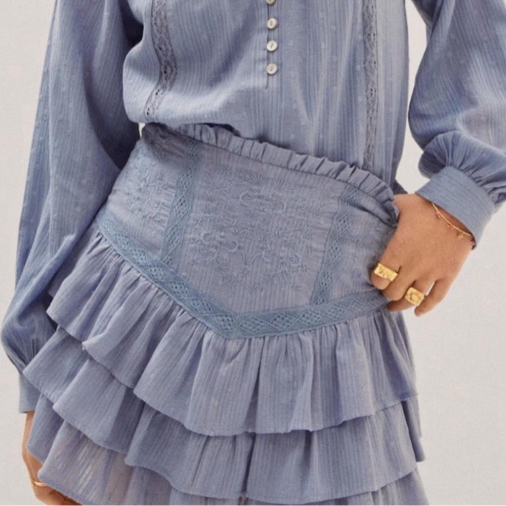 Mango Blue Layered Mini Skirt & Blouse Set